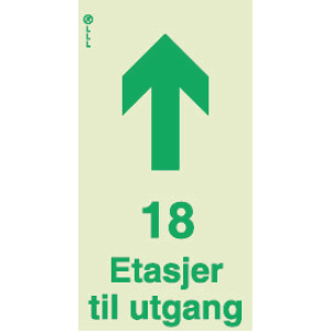 18 etasjer til utgang 1