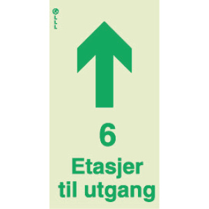 6 etasjer til utgang 1